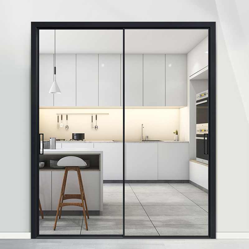 长沙极窄推拉门铝合金玻璃门平开卫生间门厨房移门吊轨门地轨移门