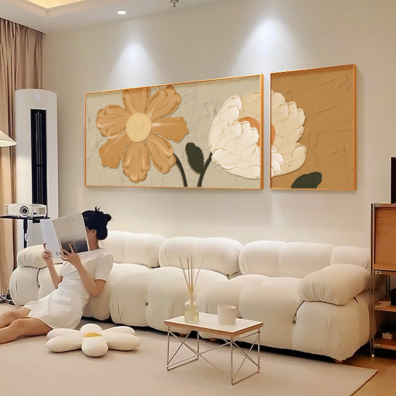 北欧客厅装饰画横款两联轻奢沙发背景墙挂画现代简约卧室床头壁画