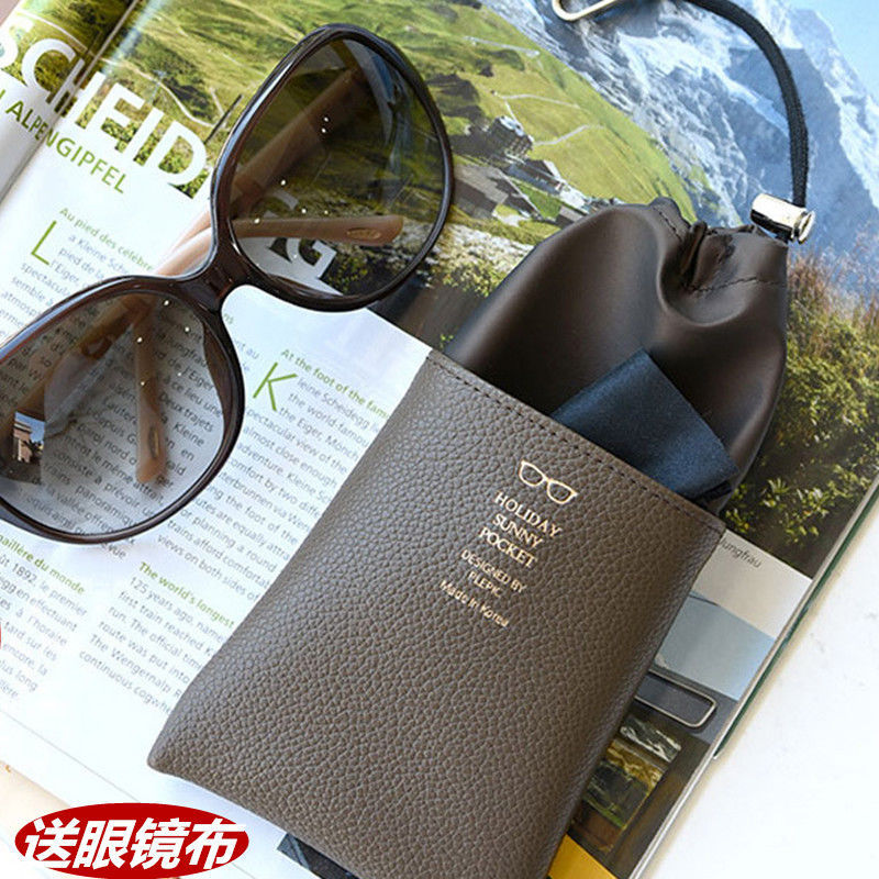 Sunglasses Bag Cloth Bag Sunglasses Bag Portable Anti-Pressure Storage Simple Korean Hanging Soft Leather Portable Automatic Closing