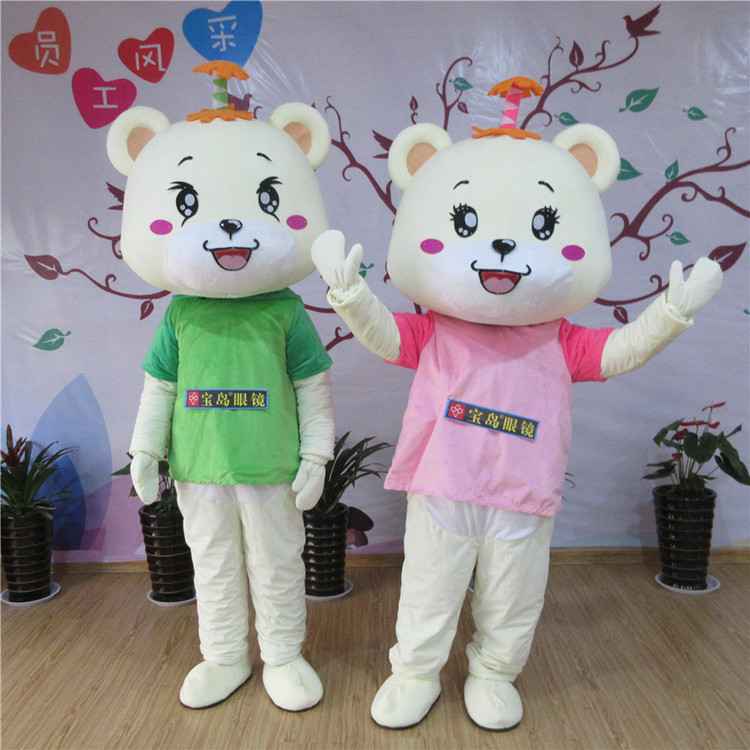 制作卡通人偶店庆周年活动熊仔舞台道具毛绒套头三只小熊玩偶服装