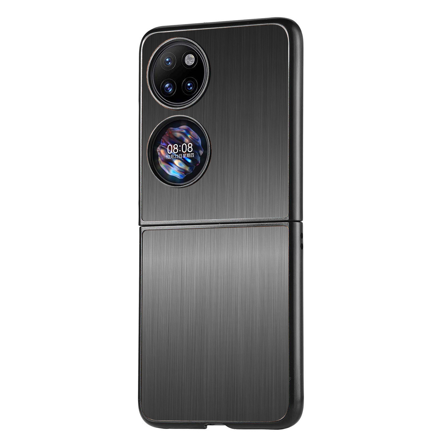 适用华为p50pocke五金不锈钢手机壳p50pocke拉丝金属折叠屏保护套