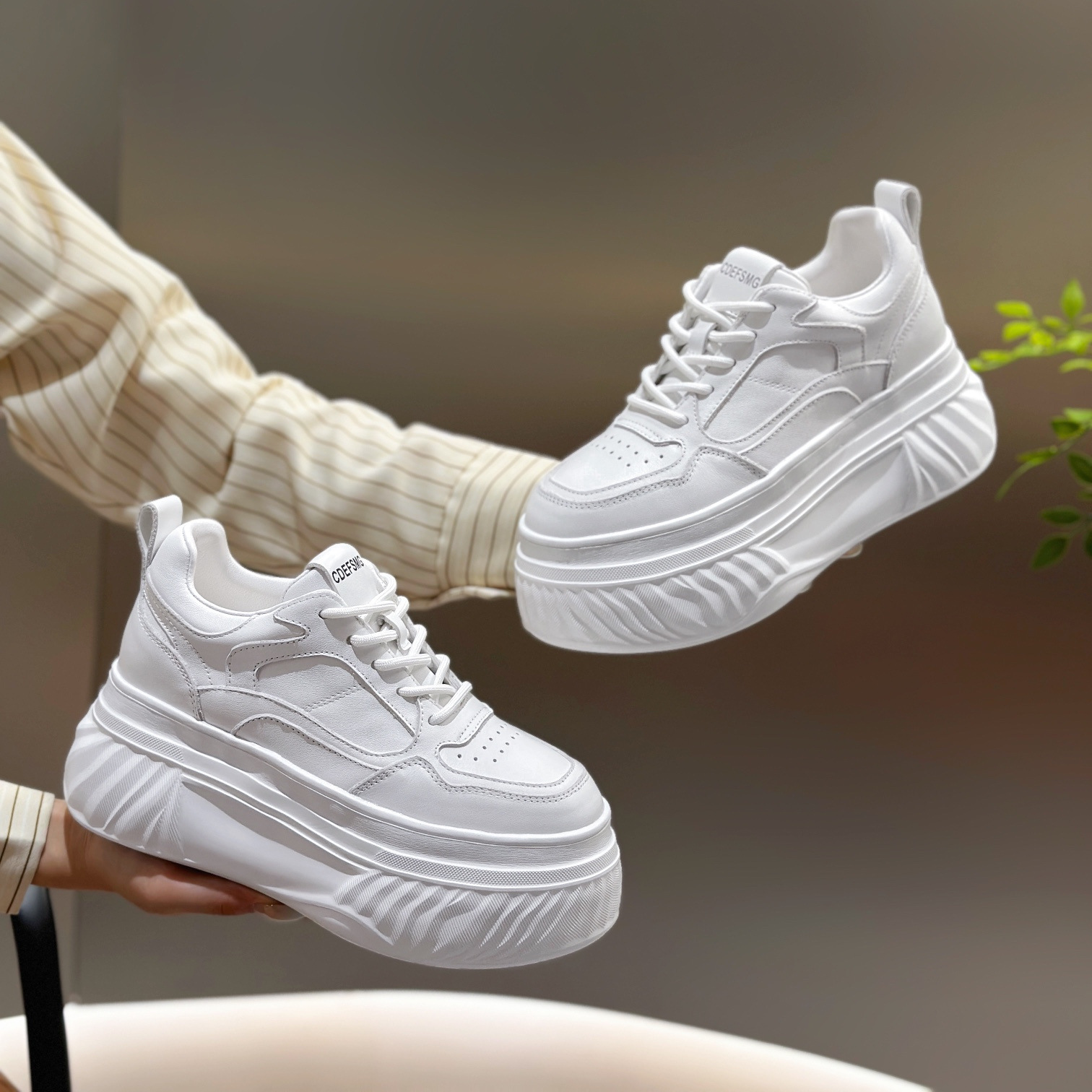 增高老爹鞋女矮个子2024秋冬季新款真皮休闲单鞋厚底运动女鞋