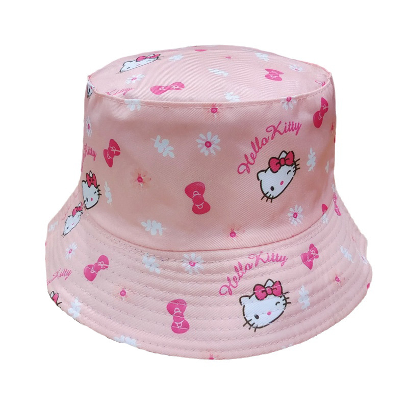 Cross-Border Clow M Double Sided Embroidery Bucket Hat Men's and Women's Fashion Cartoon Hello Kitty Printed Bucket Hat Melody Sun Hat