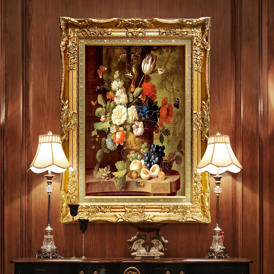 装饰画客厅装饰画壁画玄关背景墙过道走廊挂画欧式油画花卉静物画