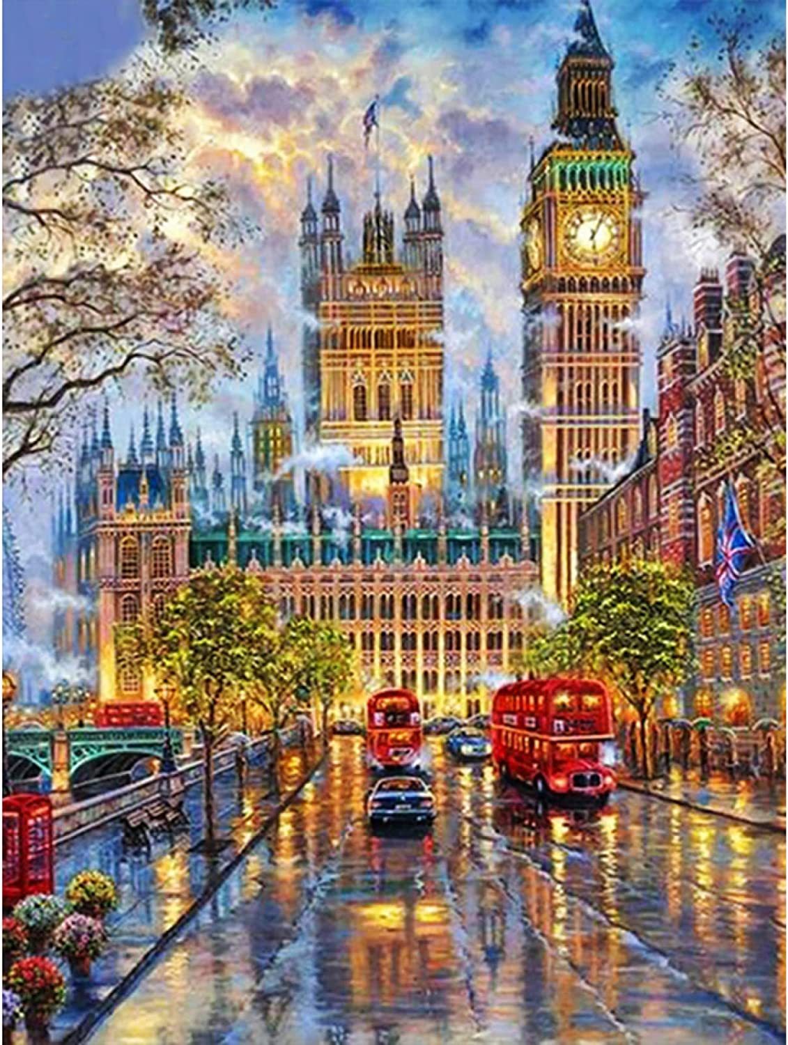 英国伦敦钟楼城市街道欧式建筑风景印花十字绣-阿里巴巴