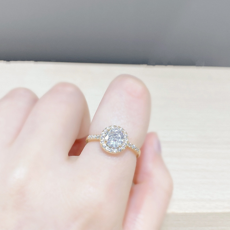 Korean Dongdaemun Fashion Simple Style round Zircon Super Flash Ring Open Ring Online Influencer Refined Index Finger Ring