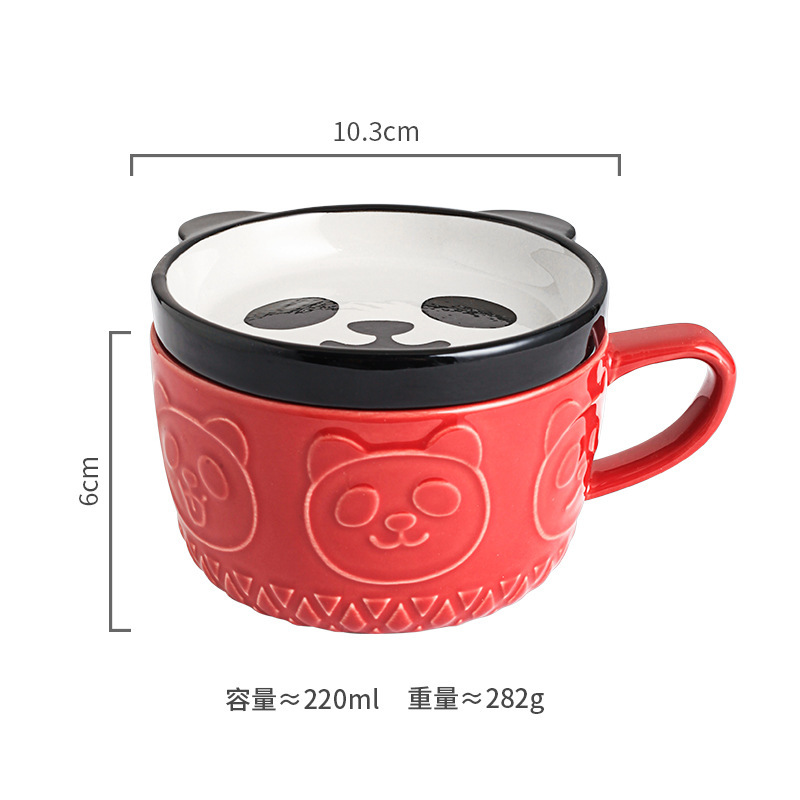 Japanese Cartoon Cat Ceramic Mug Coffee Cup with Cover Creative Household Tableware for Couple Breakfast Milk Cup Water Cup