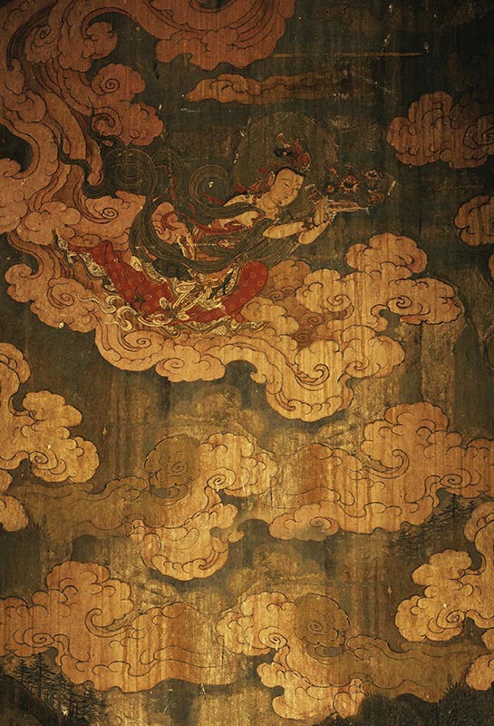 敦煌飞天背景布影楼主题拍照古装背景异域写真摄影佛教壁画pz1747