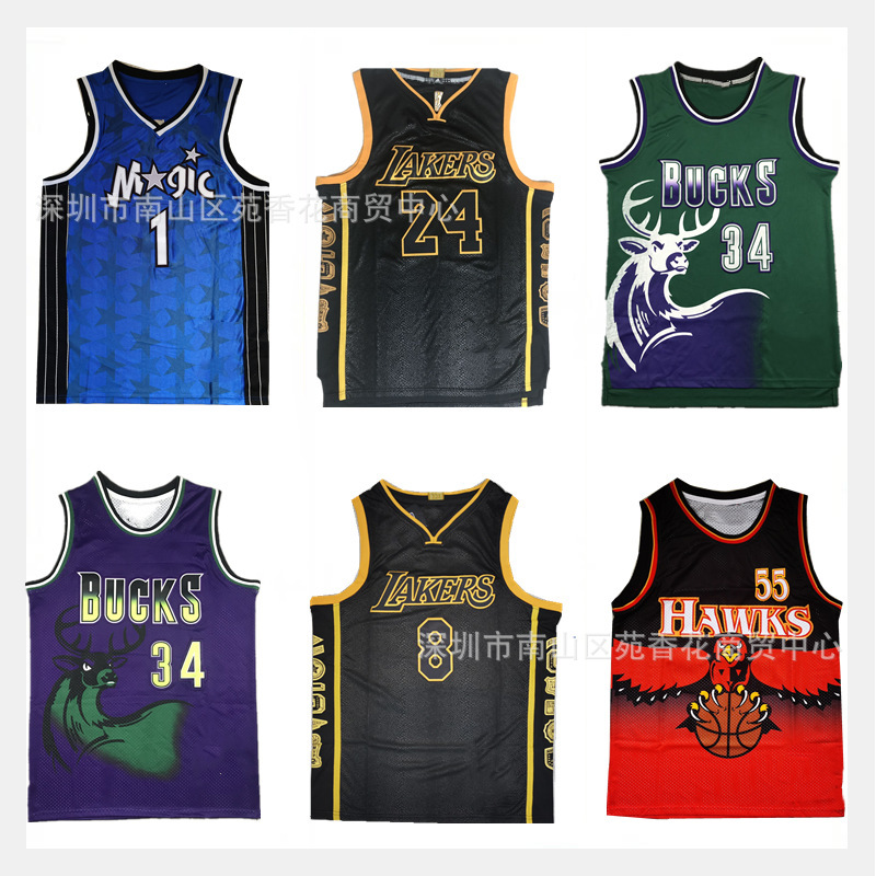 nba篮球服湖人队8#24魔术1麦迪雄鹿雷阿伦健身房背心运动球衣男女