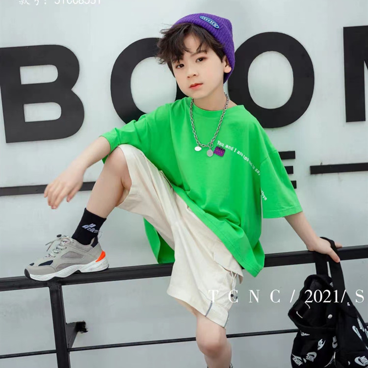 欧美潮牌姜小牙夏款 广东品牌童装折扣批发货源 中大童姜小牙夏装