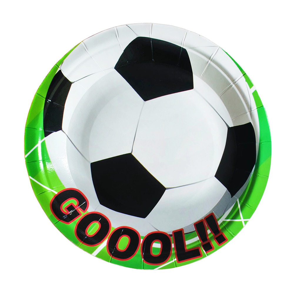 世界杯足球football 儿童生日派对用品 拉旗桌布纸盘餐具装饰套装