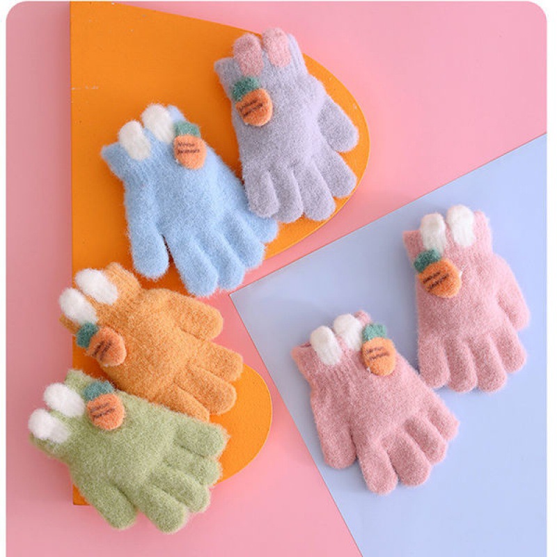 儿童手套五指冬季保暖可爱卡通韩版宝宝男女童加绒厚学生指婴儿