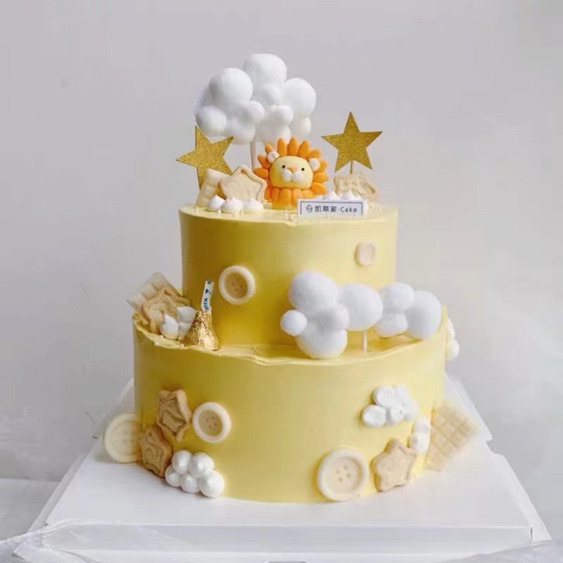 狮子黄色软陶小狮子蛋糕装饰摆件森林动物宝宝生日狮子座插件玩偶