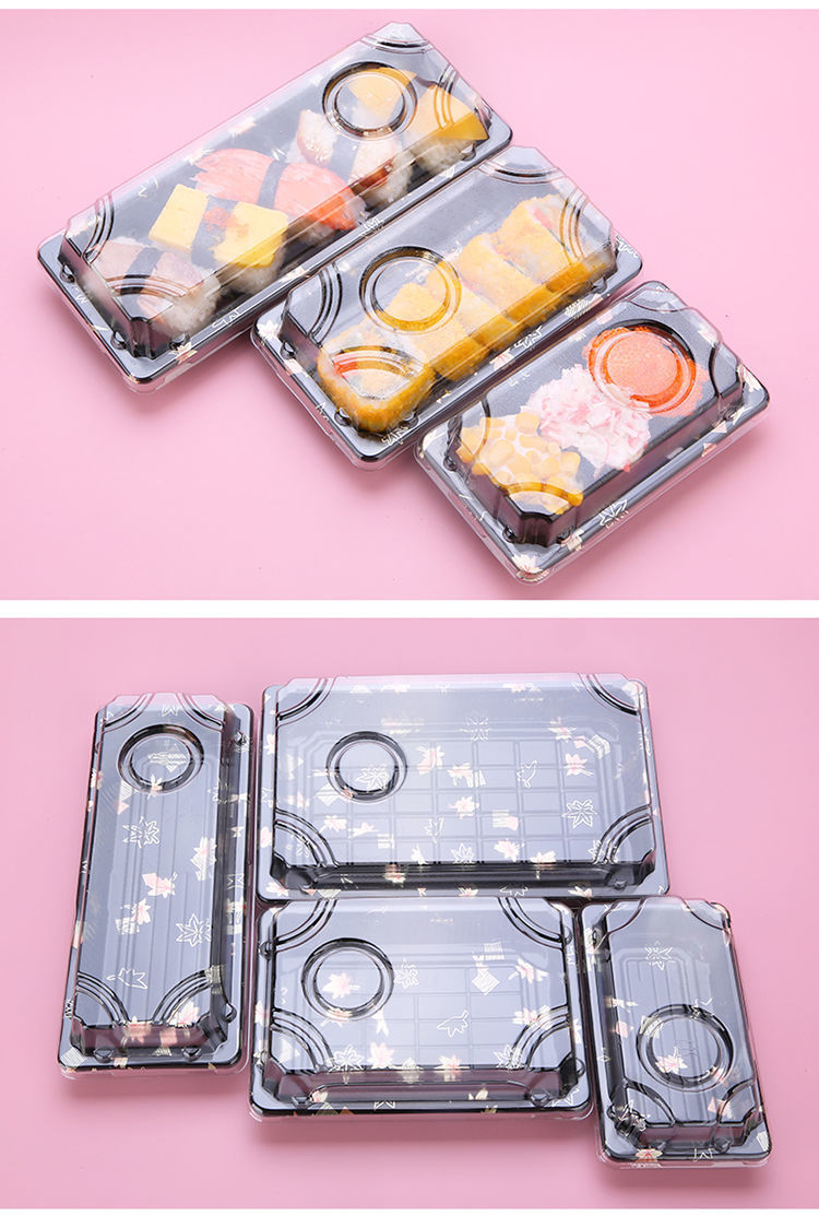 一次性寿司打包外卖盒可视性长方形塑料盒日式刺身三文鱼军舰生鲜