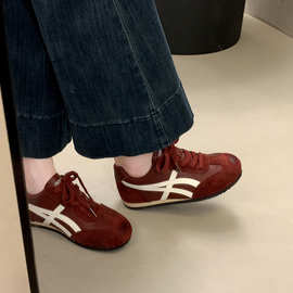 红色德训鞋女款2025新款秋季爆款超火百搭学生休闲运动板鞋子女鞋