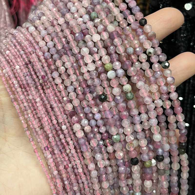 天然梅花碧玺切面散珠子半成品 diy手串手链项链服饰发簪流苏配件