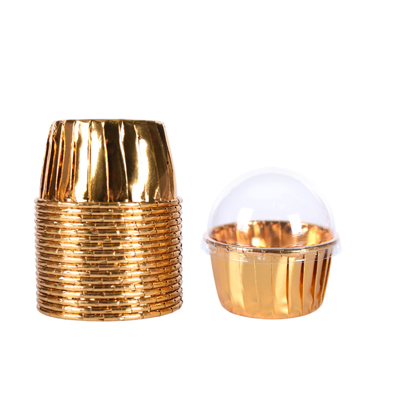 Factory Direct Sales Double-Sided Gold Cake Cup Roll Mouth Cup Large High Temperature Resistant Baking Cup Muffin Cup Support Curling Disposable