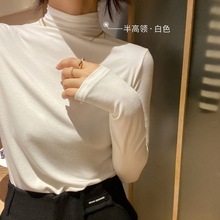 白色高领打底衫堆堆领/半高领长袖T恤女春秋冬新款韩版内搭修身潮