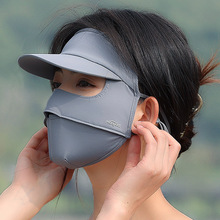 一体遮全脸额头面罩口罩女防紫外线夏季骑开车冰丝脸基尼防护