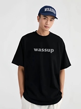 WASSUP短袖T恤国潮2024新款基础夏季重磅纯棉情侣男女休闲字母
