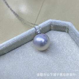 天然淡水珍珠爱迪生10-11mm正圆强光925银王妃款吊坠时尚经典气质