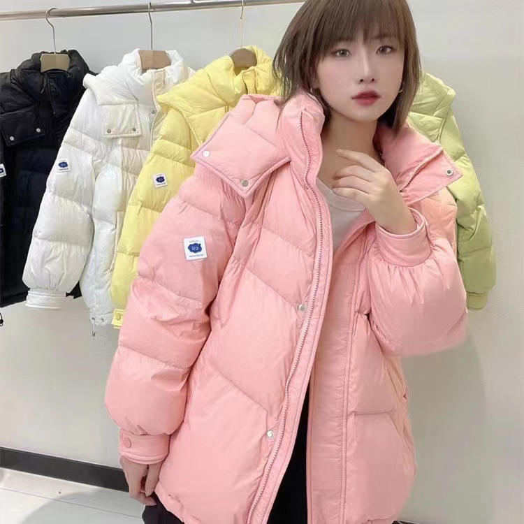 短款羽绒服女2022新款韩版初中学生小个子糖果色白鸭绒面包服批发