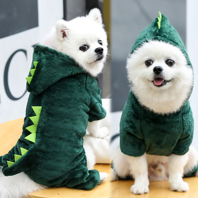 Pet Supplies Small and Medium Dogs Dog Clothes Cat Clothing Autumn and Winter Four-Legged Cotton-Padded Clothes Cartoon Pet Costume