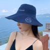 Two-sided Smiling face Sunscreen Fisherman hat Korean Edition Covering her face solar system Versatile sunlight Sunscreen Big hat along