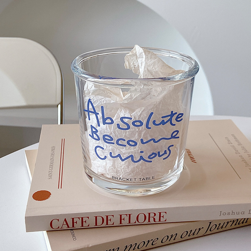 Thermal Transfer Printing Korean Ins Style Self-Healing Blue Letter ABC Glass Cold Extraction Cup Coffee Cup Fruit Drink Cup