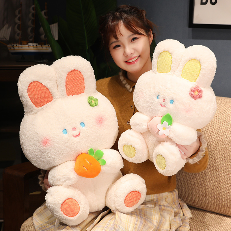 赛特呆萌兔兔送女孩节日礼物立耳兔毛绒玩具公仔水果小白兔子玩偶