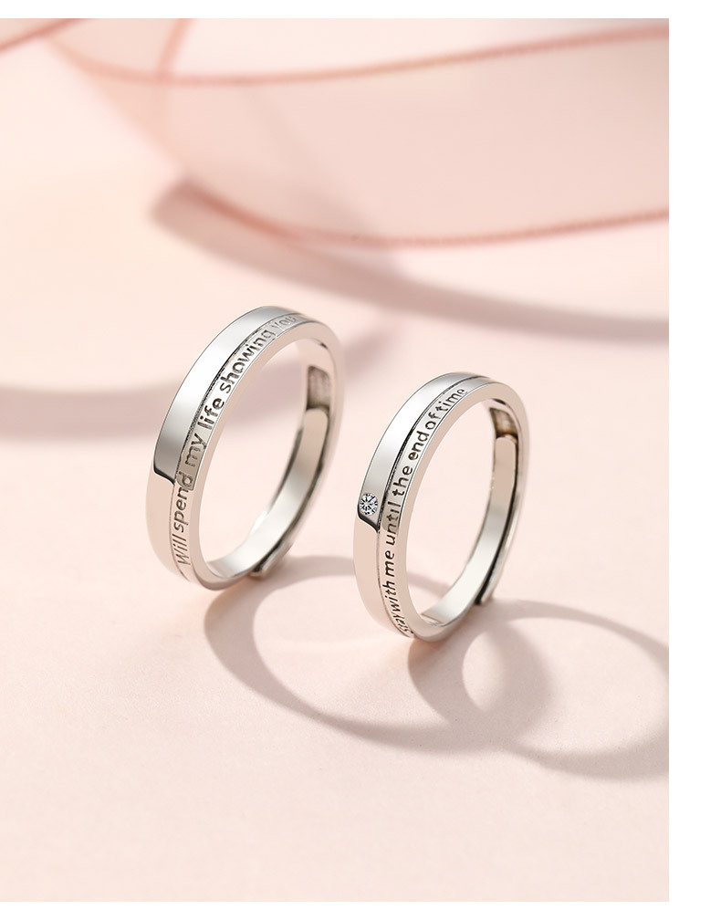 925银情侣戒指一对韩版简约潮女男对戒小众设计情人节礼物送女友