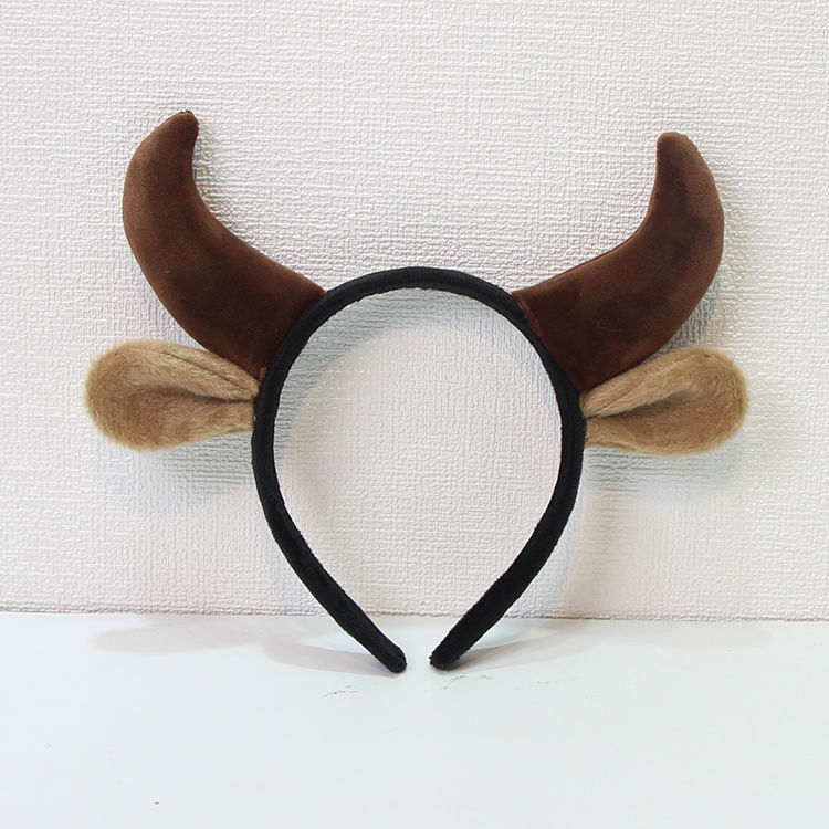 牛角发箍万圣节装扮头饰新年可爱超萌自拍表演发卡卡通公仔头箍女