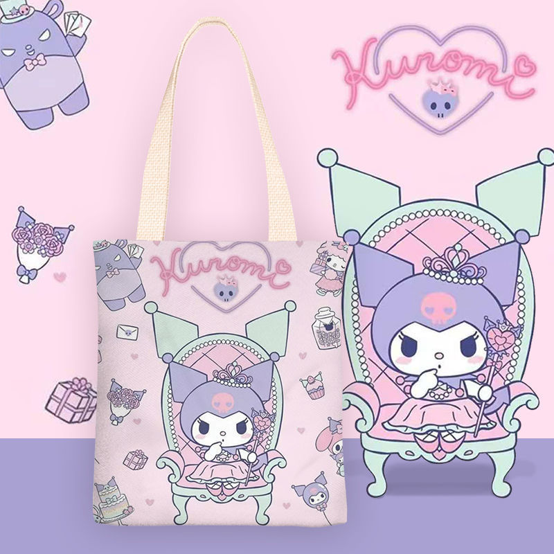 KT Family Anime Ins Fresh Sanrio Canvas Bag Female Shoulder Simple Student Class Bag