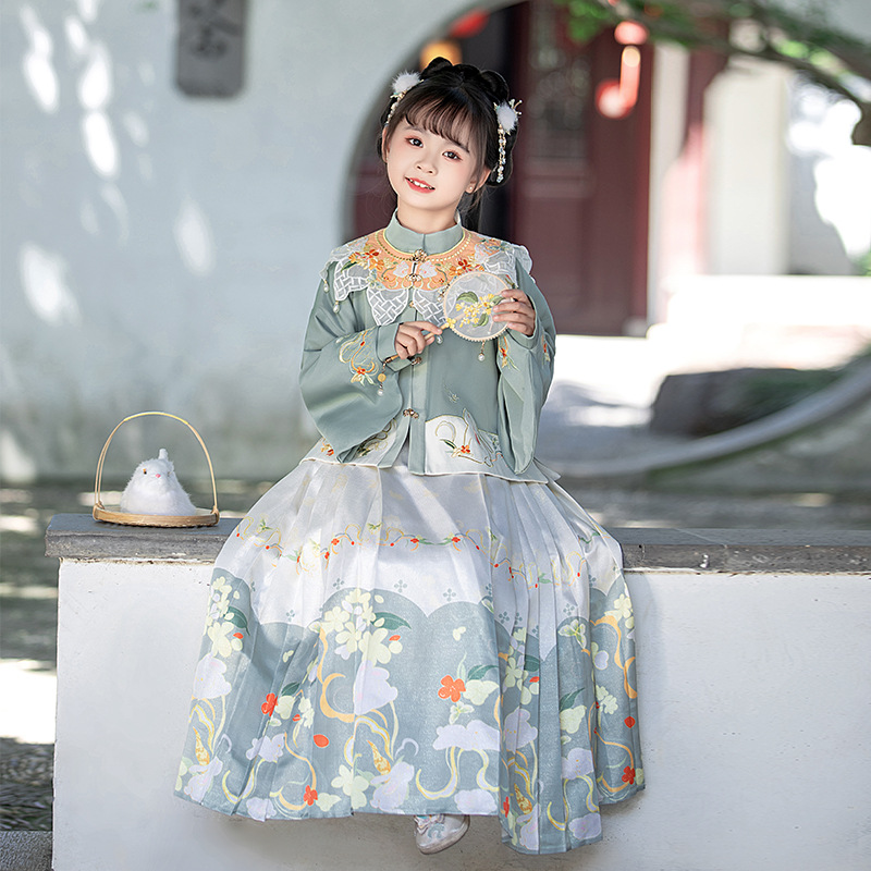 明制汉服女童春款马面裙春季2025新款高端女孩古装儿童唐装中国风