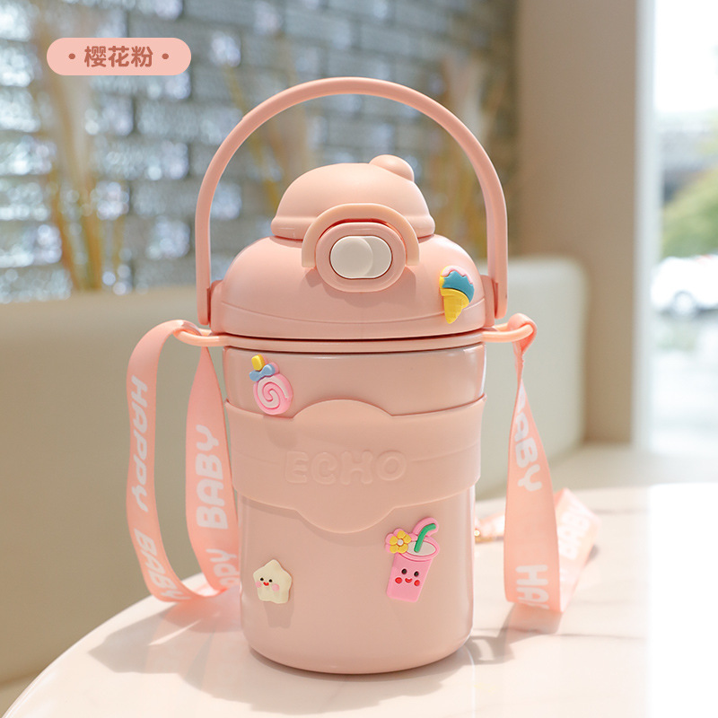 Girls' Good-looking Cup with Straw Kettle Student Big Belly Cup 316 Large Capacity High-Grade Insulated Bottle