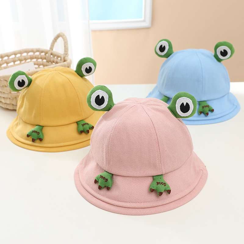 批发小青蛙渔夫帽2022春秋新款外贸帽子可爱卡通造型盆帽儿童帽子