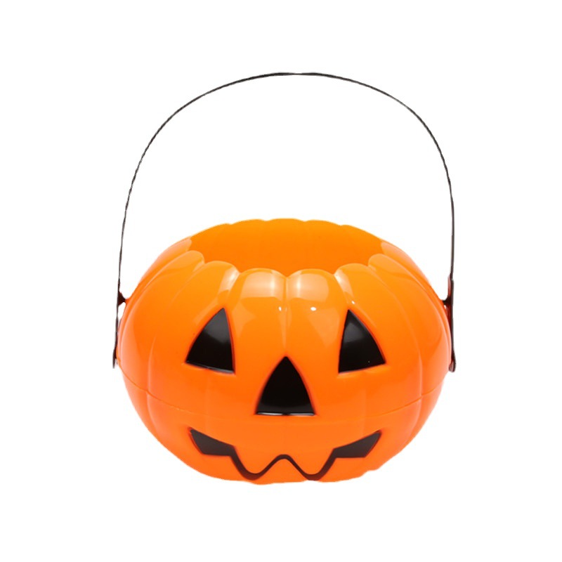 Zilin Cross-Border Halloween Party Decorations Open Lid Candy Bucket Portable Pumpkin Lamp Two-Flap Pumpkin Bucket