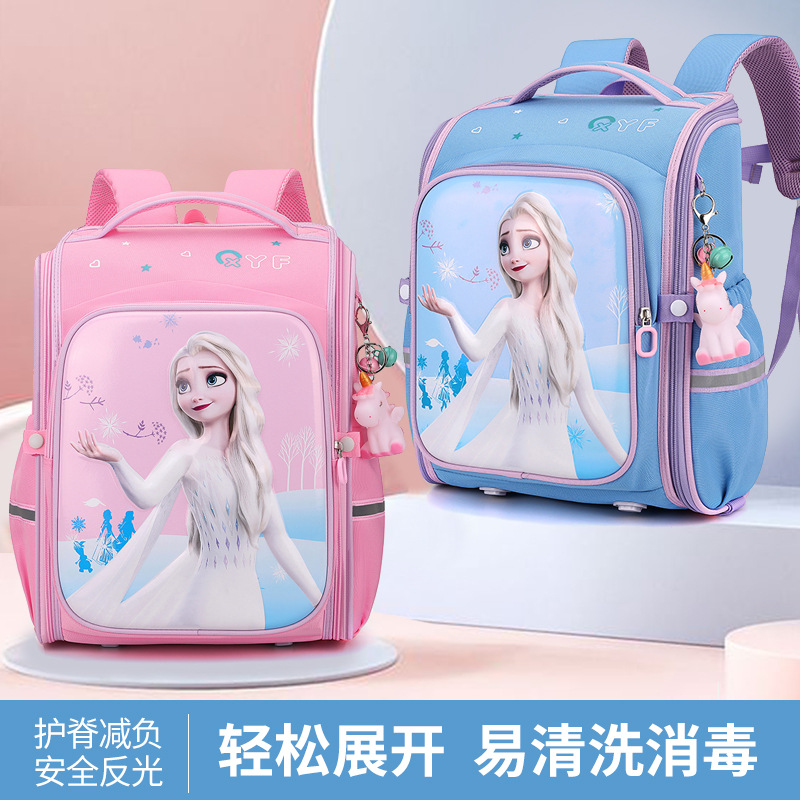 Princess Elsa Space Schoolbag for Girls Primary School Students Large Capacity for Girls from Grade One to Grade Three Spine-Protective Backpack