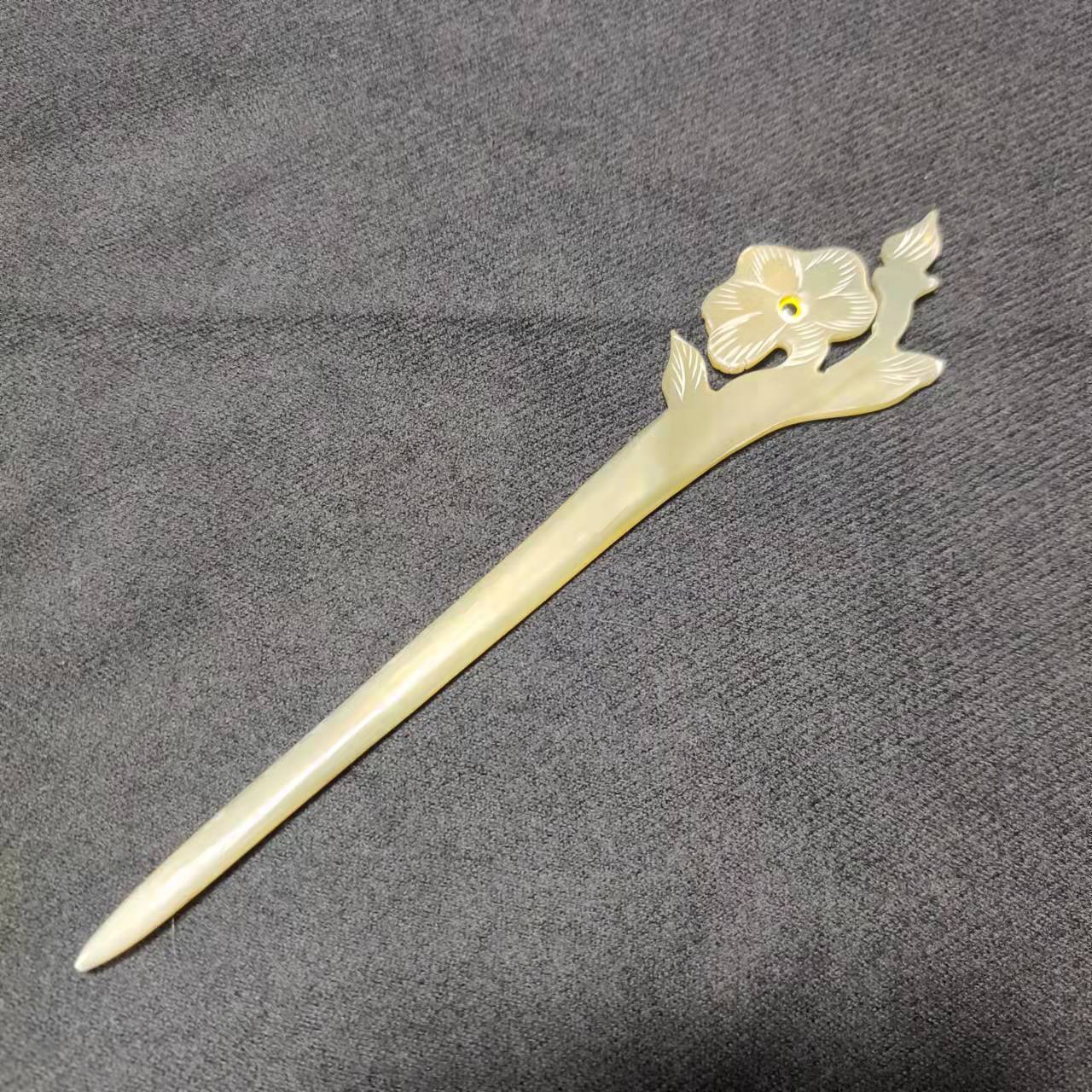 牛角发簪雕刻简单盘发挽发头饰发饰仿古汉服一件代发亚马逊速卖通