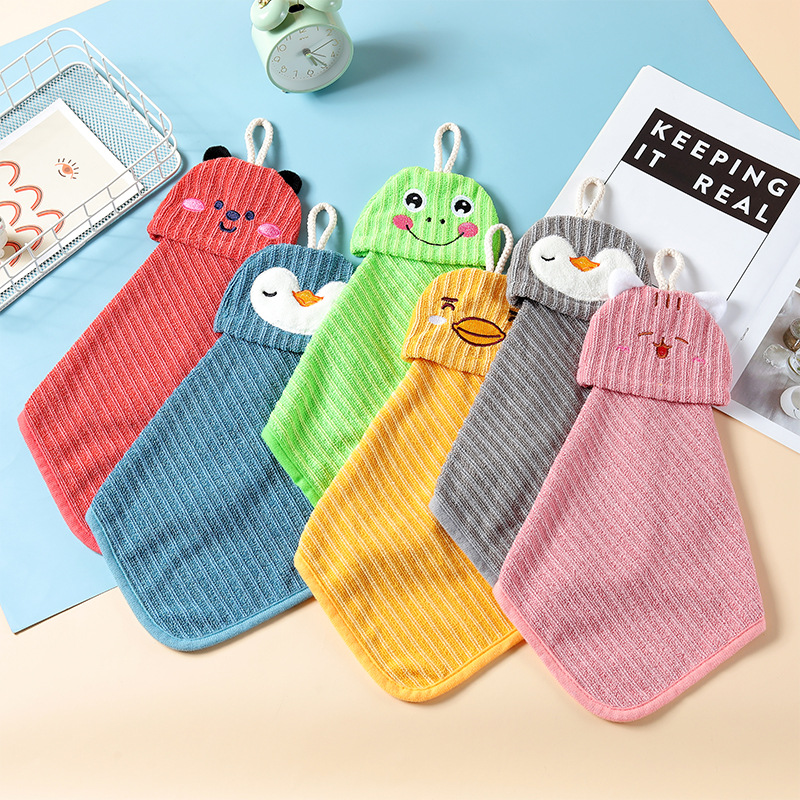 Wholesale Microfiber Soft Hand Towel Cute Children Hanging Hand Towel Water-Absorbing Quick-Drying Cleaning Cloth