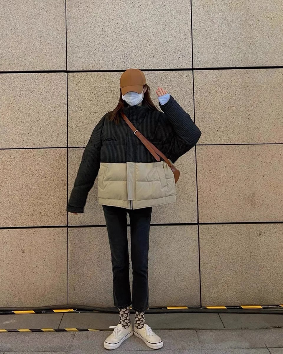 秋冬季洋气时尚小个子穿搭炸街时尚棉服夹克外套配牛仔裤两件套装