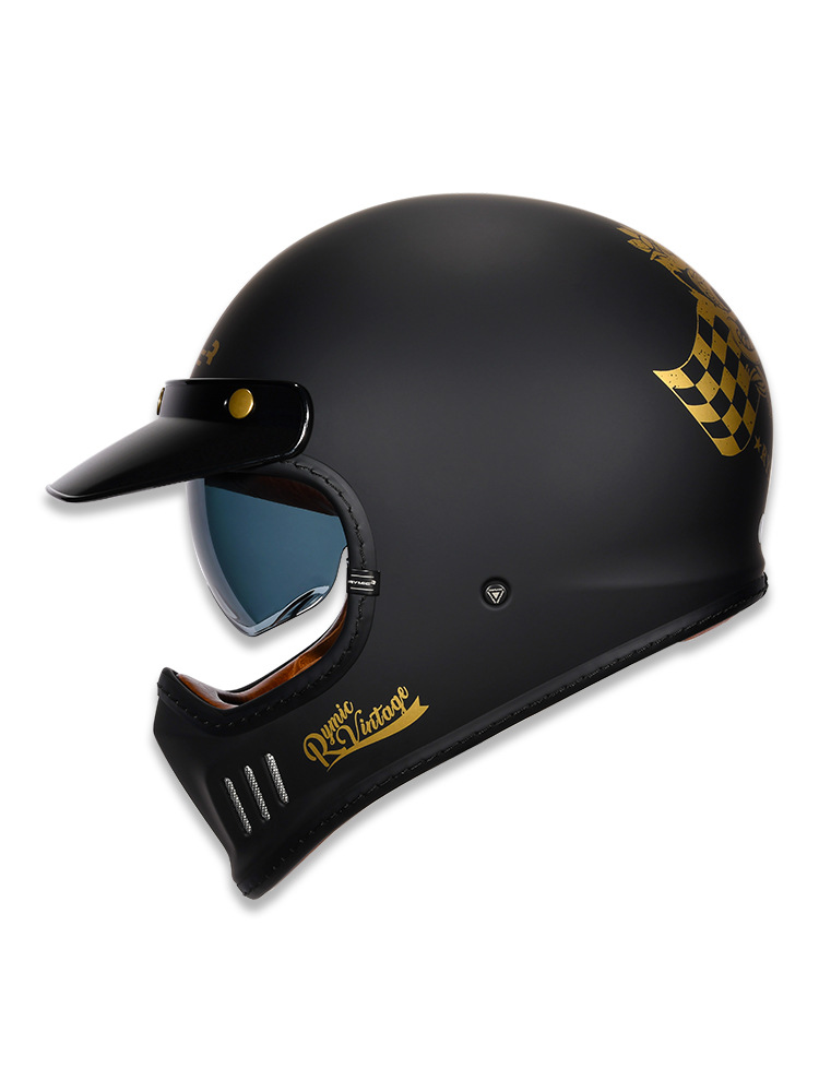 rymic全盔覆式漫步者复古盔男女摩托车个性机车哈雷摩托头盔