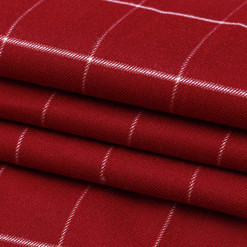 弹力tr色织格子布校服裙衬衫园服料现货批发jk面料260g红色格子布