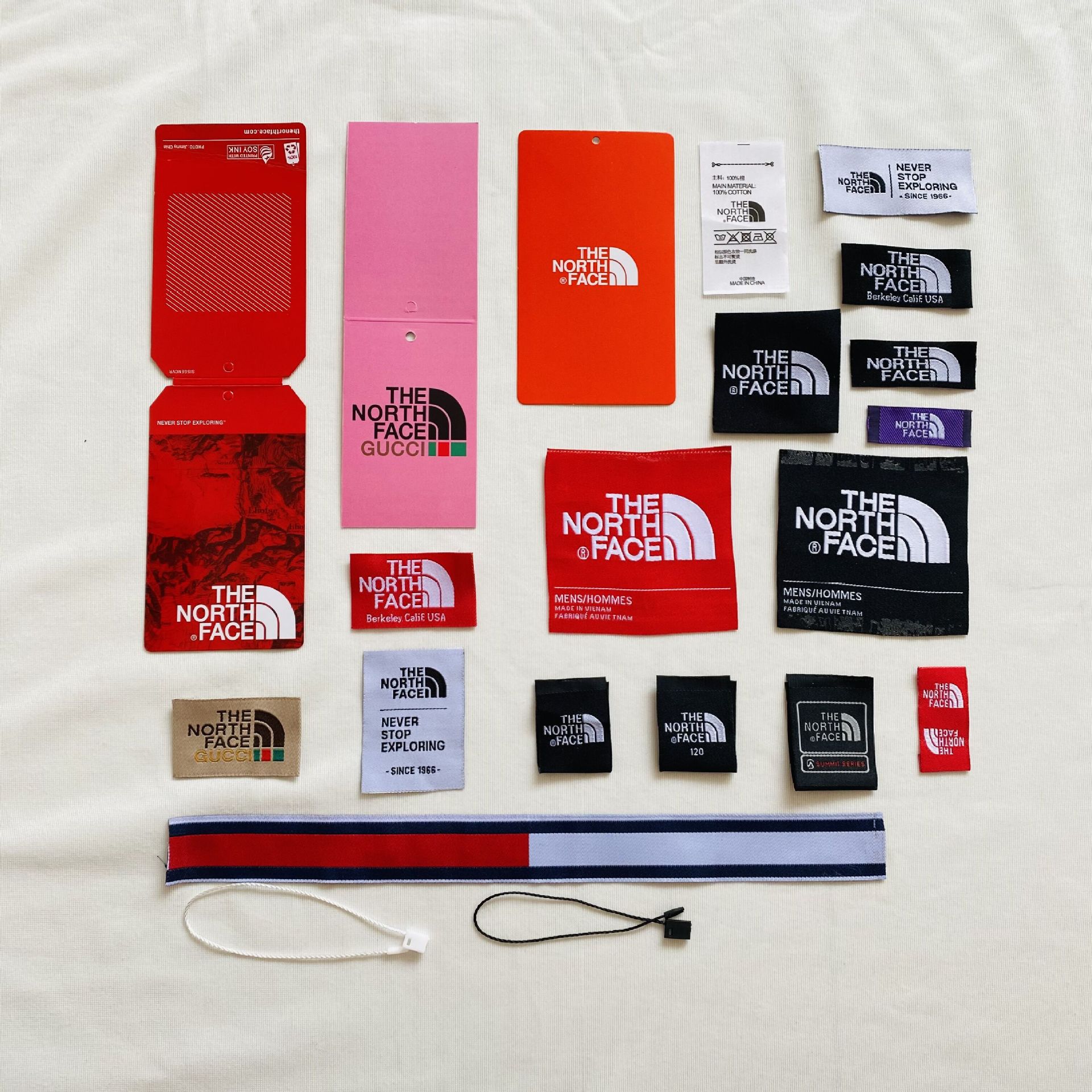 北面辅料吊牌潮牌吊牌领标水洗织唛包装袋品牌潮牌现货防伪扣北面