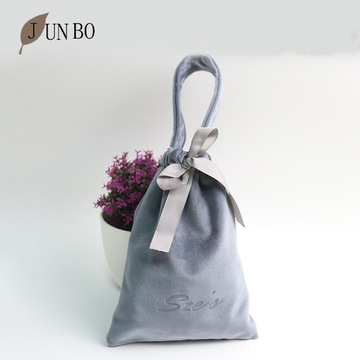 厂家热销绒布耳机收纳袋 珠宝首饰丽丝绒抽绳束口袋 植绒布手提袋