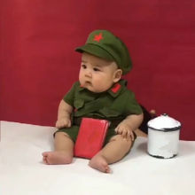 儿童摄影服装2024新款影楼百天周岁宝宝小军装主题拍照相红军衣服