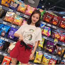 小红书独角兽2025韩版纯棉宽松短袖t恤女 ins白色百搭上衣打底衫