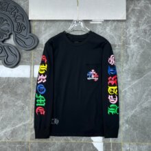 克罗伈Chrome Hearts 23ss 经典彩色幻影十字架字母花臂长袖T恤男