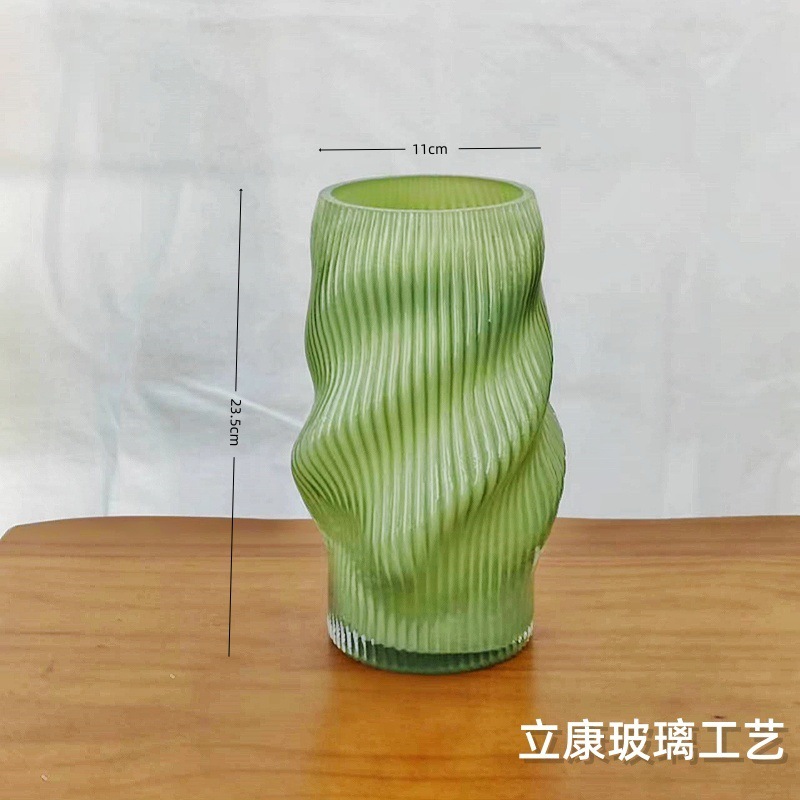 Light Luxury New Pattern Vertical Bar Colored Glass Vase Water-Raising Flowers Rose Home Hotel Dining Table Flower Arrangement Decoration