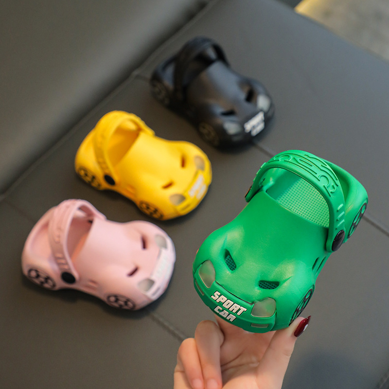 eva儿童卡通小汽车拖鞋男孩女孩防撞防水包头凉拖鞋防滑软底拖鞋